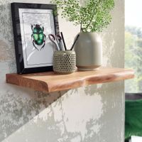 Wandregal FineBuy Baumkante Akazie Holz Schweberegal Regal Massiv Hängeregal – Ansicht 1