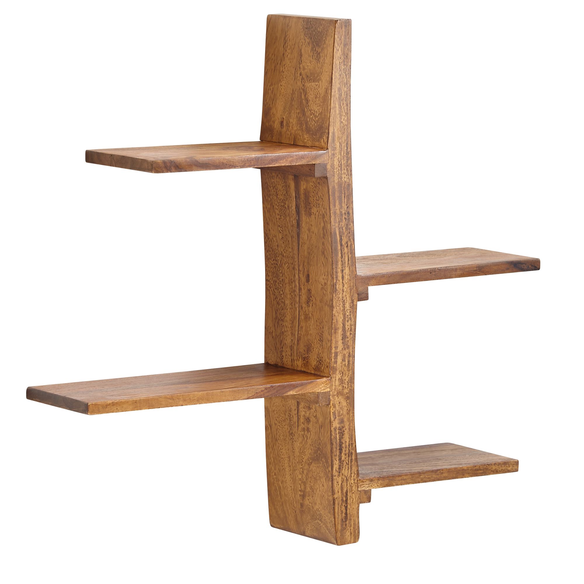 Wandregal Sheesham Massivholz Baum-Form Hängeregal Modern, Großes Design Schweberegal...
