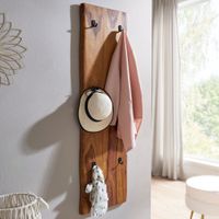 Wandgarderobe FineBuy Garderobe Holz Metall 140 cm Flur Hakenleiste Massivholz – Ansicht 1