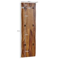 Wandgarderobe FineBuy Garderobe Holz Metall 140 cm Flur Hakenleiste Massivholz – Ansicht 3