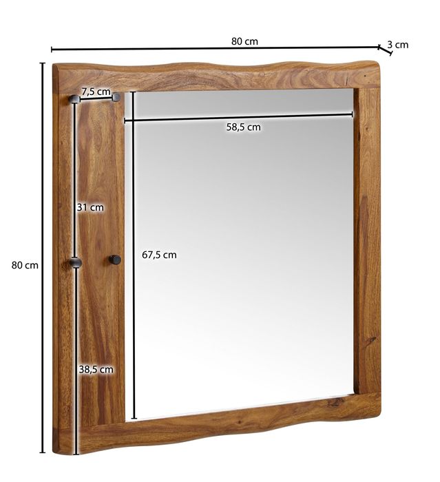 Garderoben Set FineBuy Holz Massiv Wandgarderobe Kommode Flurgarderobe Spiegel – Maßzeichnung
