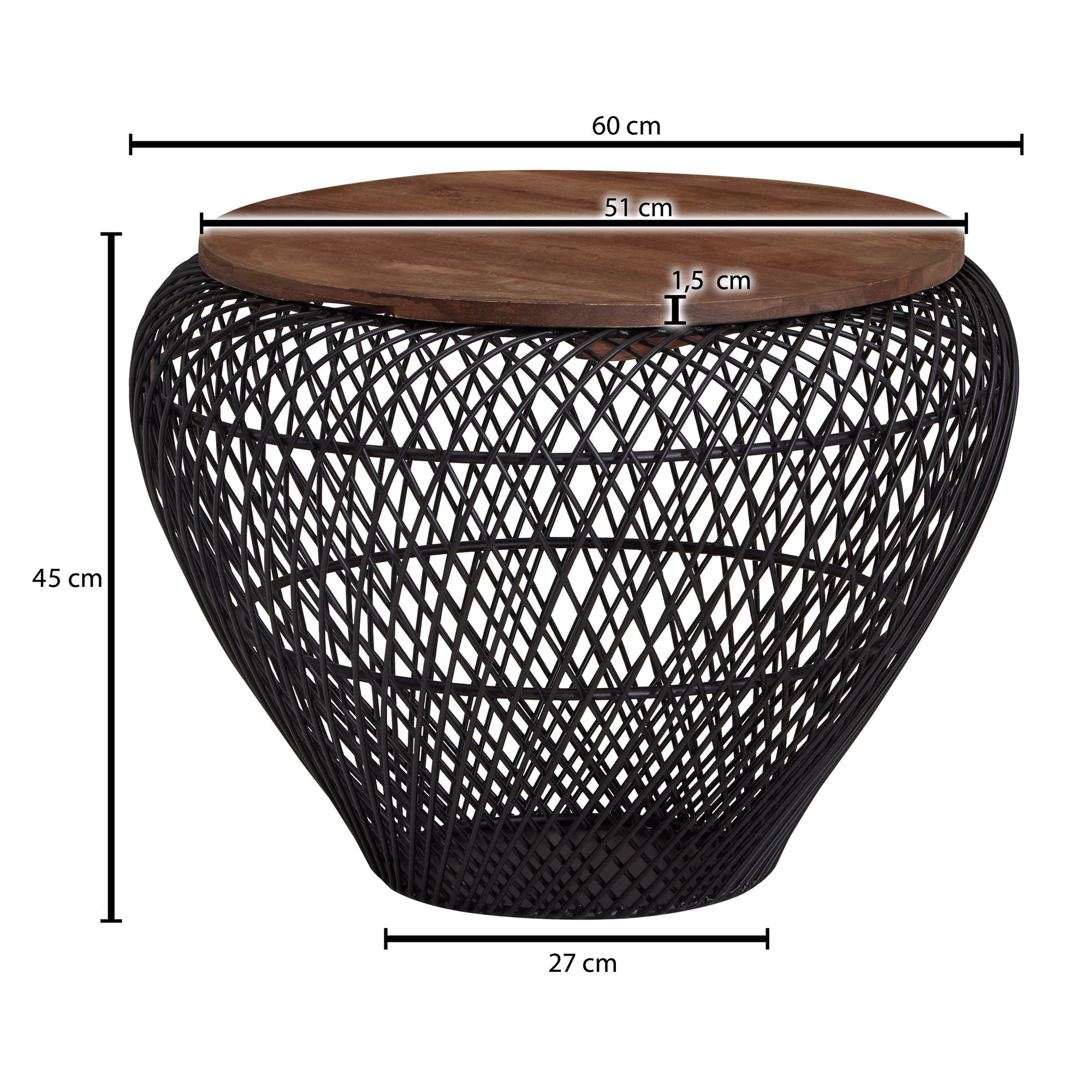 Couchtisch FineBuy Sofatisch Rund Metall Ø 60 cm Tisch Stauraum Wohnzimmertisch – Ansicht 3