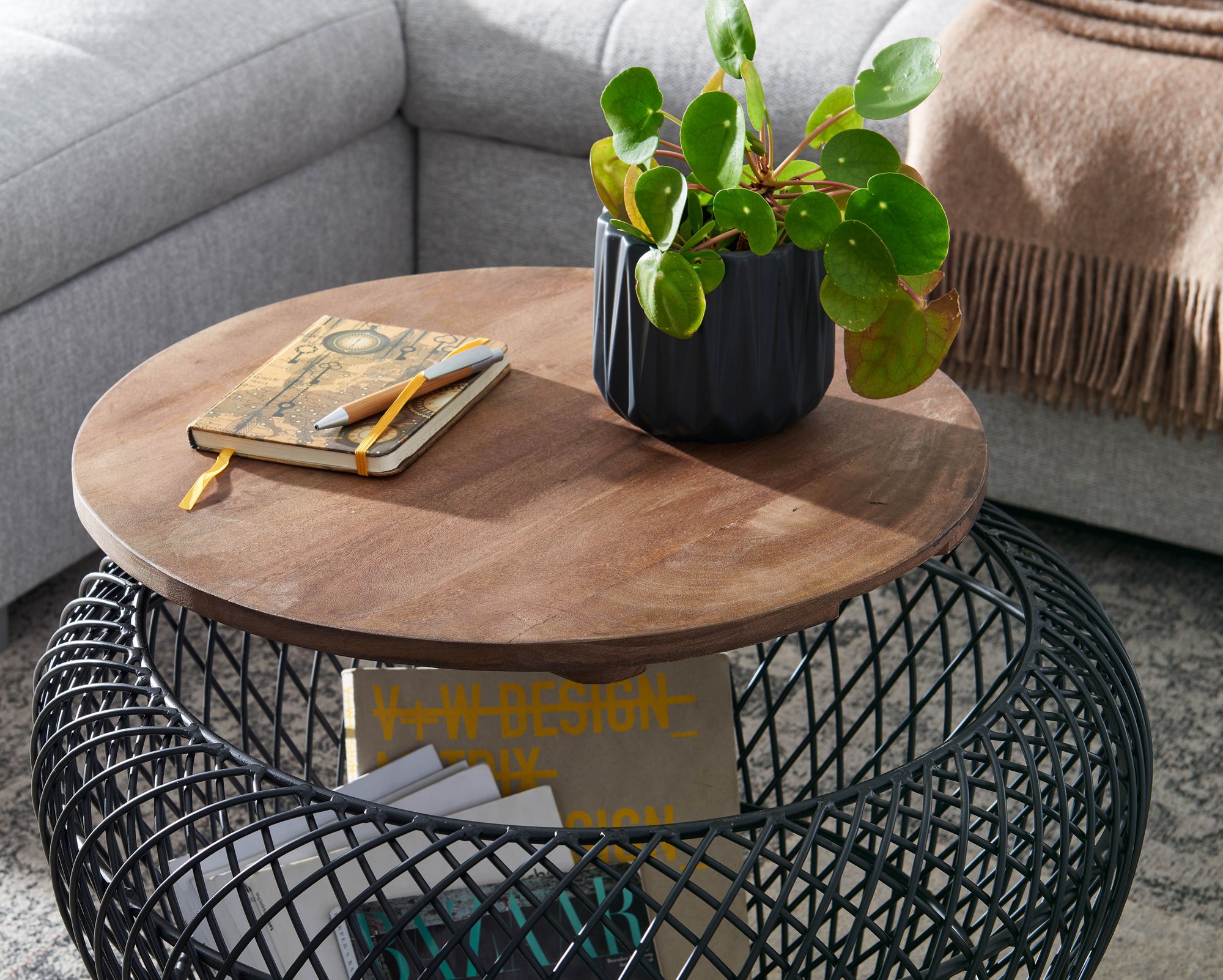 Couchtisch FineBuy Sofatisch Rund Metall Ø 60 cm Tisch Stauraum Wohnzimmertisch – Ansicht 5