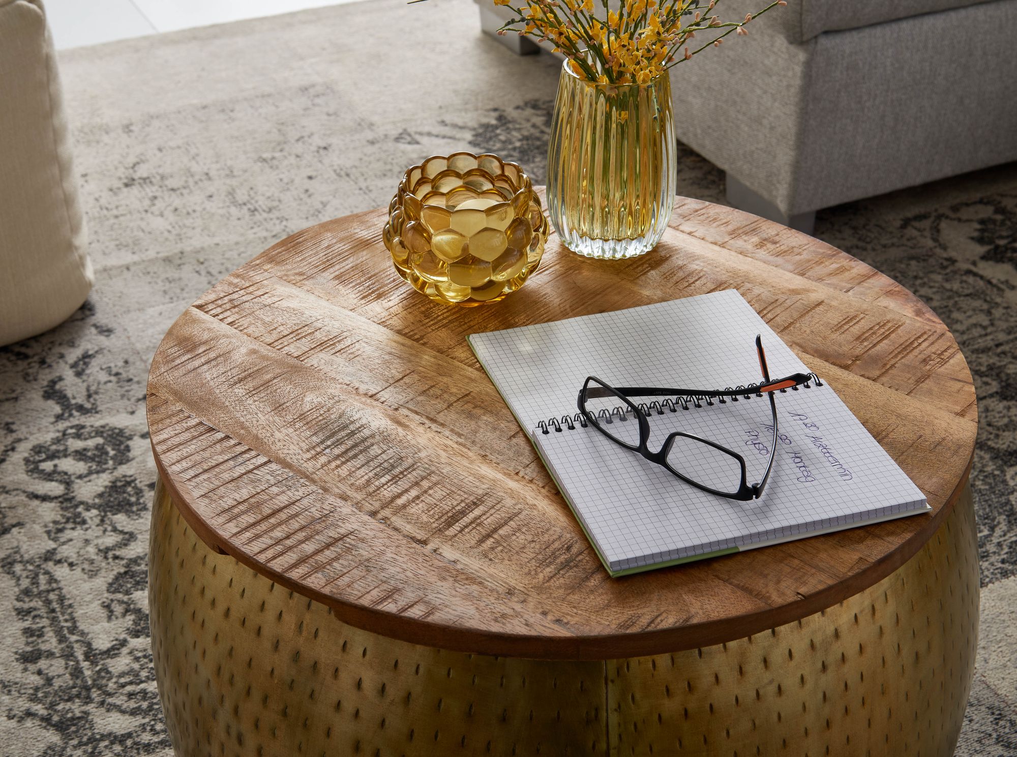 Couchtisch FineBuy Sofatisch Rund Metall Ø 60 cm Tisch Stauraum Wohnzimmertisch – Ansicht 4
