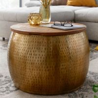 Couchtisch FineBuy Sofatisch Rund Metall Ø 60 cm Tisch Stauraum Wohnzimmertisch – Ansicht 1