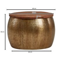 Couchtisch FineBuy Sofatisch Rund Metall Ø 60 cm Tisch Stauraum Wohnzimmertisch – Ansicht 3