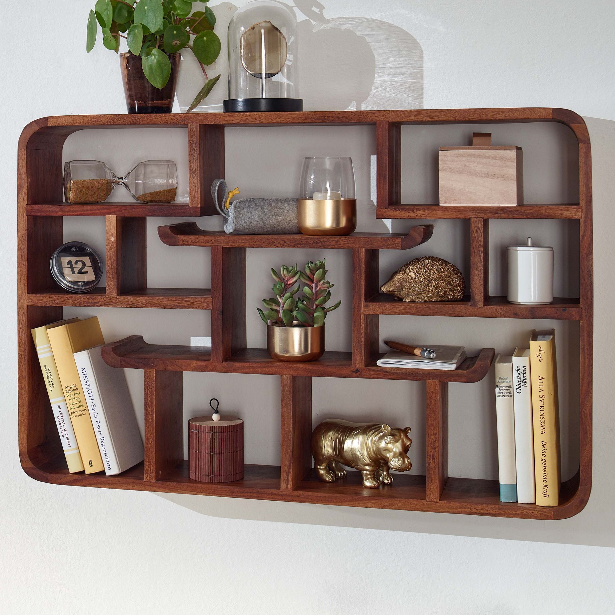 Wandregal Finebuy Hängeregal Holz Massiv 80x55x15 cm Regal Schweberegal Groß – Ansicht 1