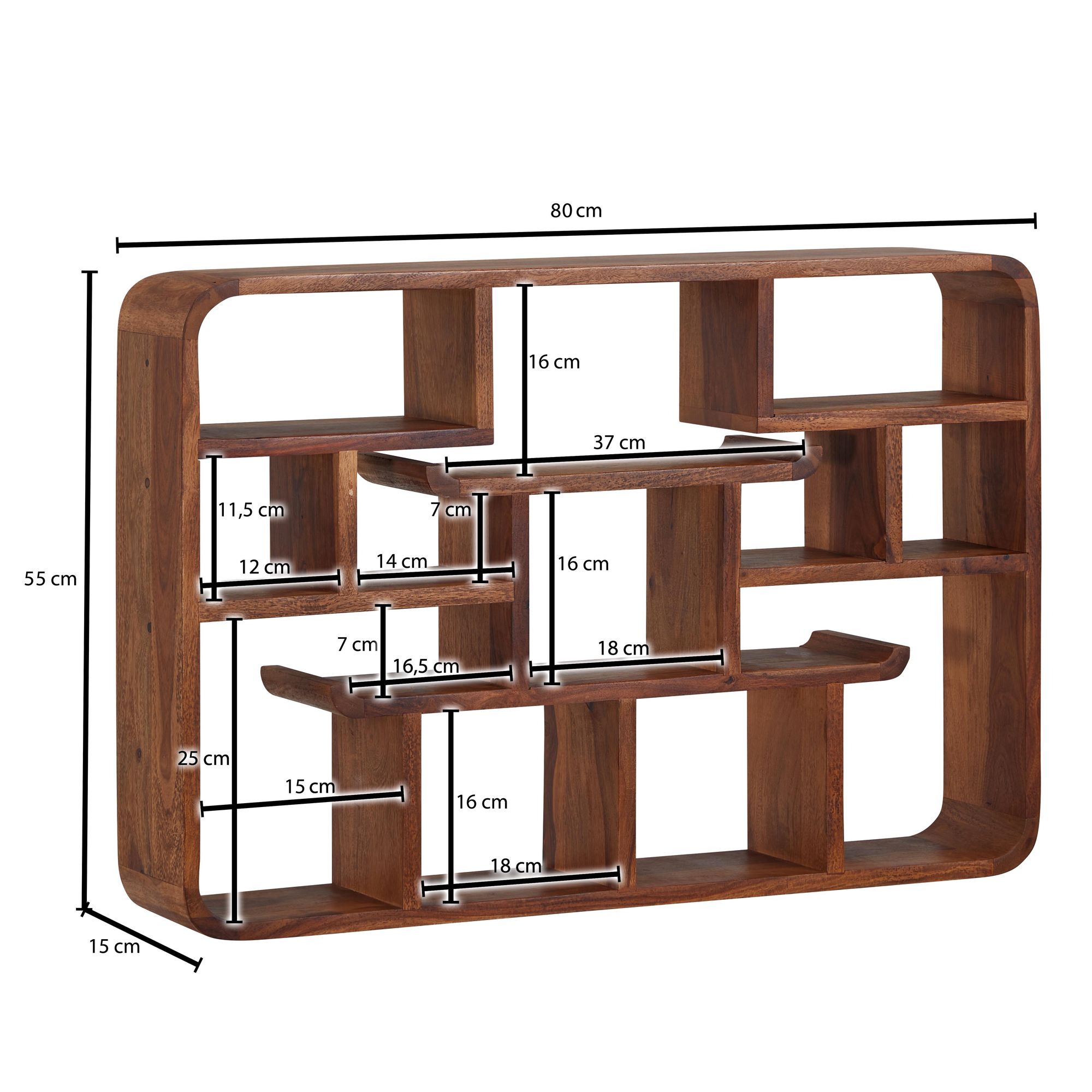 Wandregal Finebuy Hängeregal Holz Massiv 80x55x15 cm Regal Schweberegal Groß – Ansicht 3