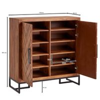Massivholz Schuhschrank Sheesham 100cm Schuhkommode Garderobe Flur – Ansicht 3