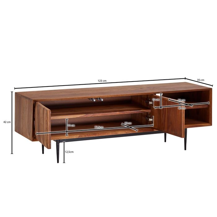 TV Schrank FineBuy Lowboard 123x42x35 cm Holz Fernsehkommode Fernsehschrank – Maßzeichnung