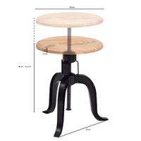 Drehhocker FineBuy Hocker Metall / Holz Massiv 39x62,5x39 cm Dekohocker Rund – Ansicht 3
