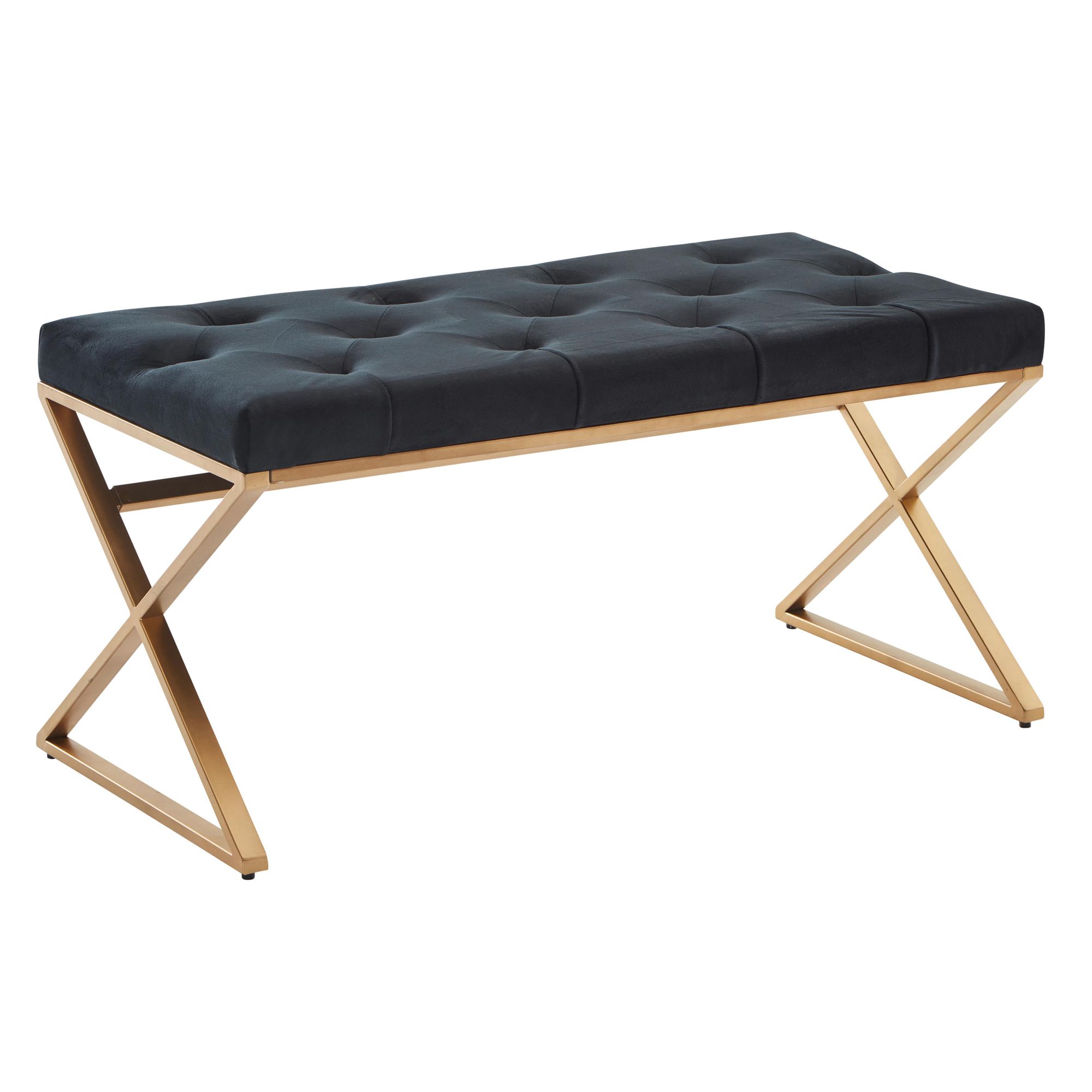 Sitzbank FineBuy Polsterbank Schwarz 90 cm Bettbank Chesterfield Flurbank Samt – Ansicht 6