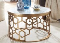 Couchtisch FineBuy Sofatisch Echter Marmor Ø 60 cm Tisch Wohnzimmertisch Rund – Ansicht 1