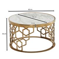 Couchtisch FineBuy Sofatisch Echter Marmor Ø 60 cm Tisch Wohnzimmertisch Rund – Ansicht 3