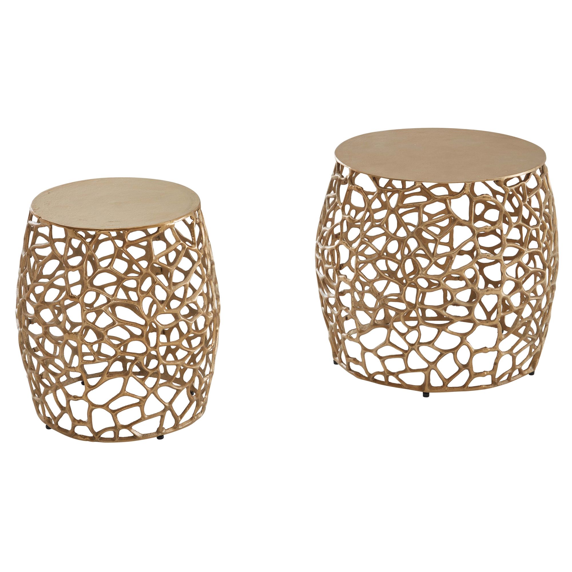 FineBuy Beistelltisch 2er Set Aluminium Design Satztisch Metall Rund, Wohnzimmertisch Couchtisch Ast-Struktur Modern, Sofatisch 2-teilig Wohnzimmer Dekotisch | Farbe: Silber FineBuy Beistelltisch 2er Set Aluminium Design Satztisch Metall Rund, Wohnzimmertisch Couchtisch Ast-Struktur Modern, Sofatisch 2-teilig Wohnzimmer Dekotisch | Farbe: Silber
