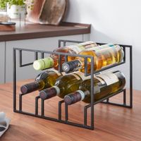 Weinregal 6 Flaschen Weinflaschenhalter Metall Schwarz Weinhalter Weinständer – Ansicht 1