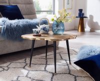 Couchtisch FineBuy Sofatisch Baumscheibe Metall 64x64x37 Tisch Wohnzimmertisch – Ansicht 2