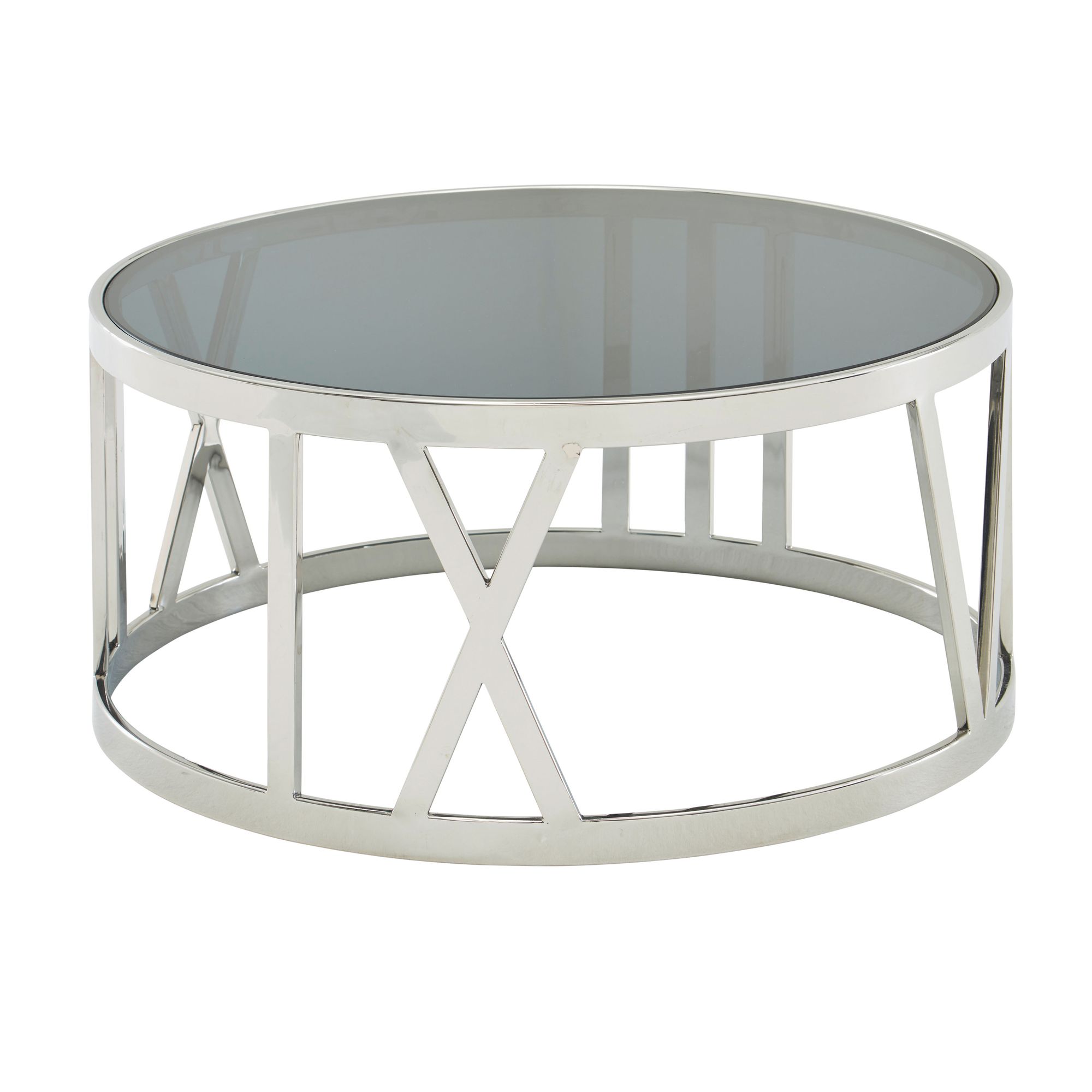 FineBuy Couchtisch Glas Metall Sofatisch Ø60cm Tisch Wohnzimmertisch Rund Modern – Ansicht 6