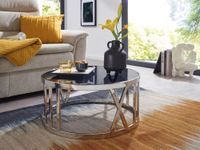 FineBuy Couchtisch Glas Metall Sofatisch Ø60cm Tisch Wohnzimmertisch Rund Modern – Ansicht 2