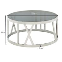 FineBuy Couchtisch Glas Metall Sofatisch Ø60cm Tisch Wohnzimmertisch Rund Modern – Ansicht 3