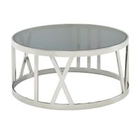 FineBuy Couchtisch Glas Metall Sofatisch Ø60cm Tisch Wohnzimmertisch Rund Modern – Ansicht 6