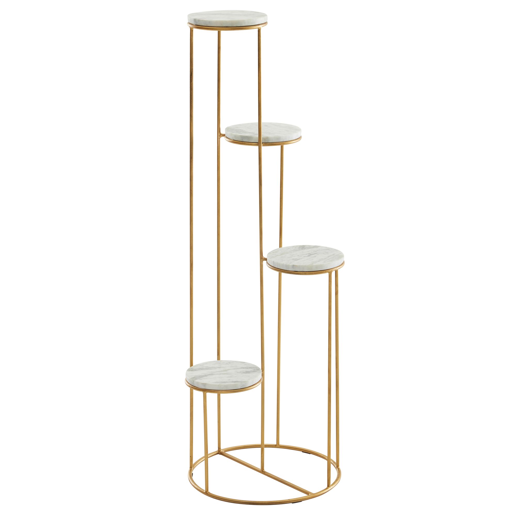 Blumenständer FineBuy Blumensäule 36,5x107,5x36,5 cm Marmor Weiß Pflanzenständer – Ansicht 7