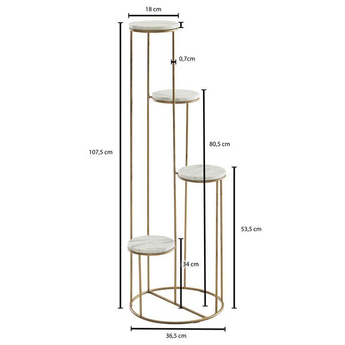 Blumenständer FineBuy Blumensäule 36,5x107,5x36,5 cm Marmor Weiß Pflanzenständer – Maßzeichnung