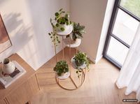 Blumenständer FineBuy Blumensäule 36,5x107,5x36,5 cm Marmor Weiß Pflanzenständer – Ansicht 5