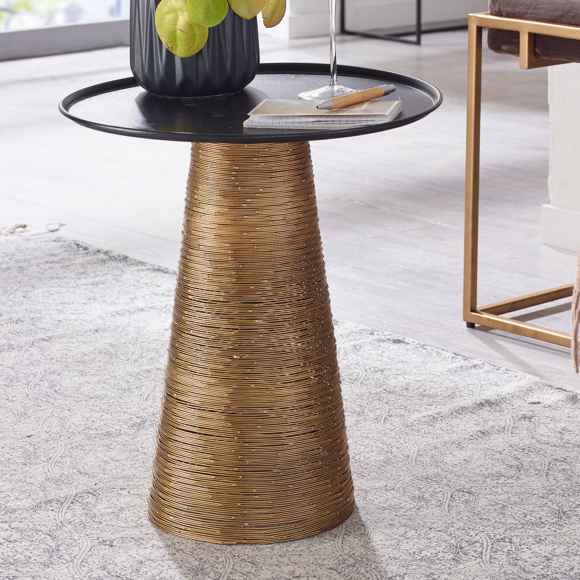 Beistelltisch FineBuy Sofatisch Metall Ø 40 cm Tisch Wohnzimmertisch Rund Gold – Ansicht 1