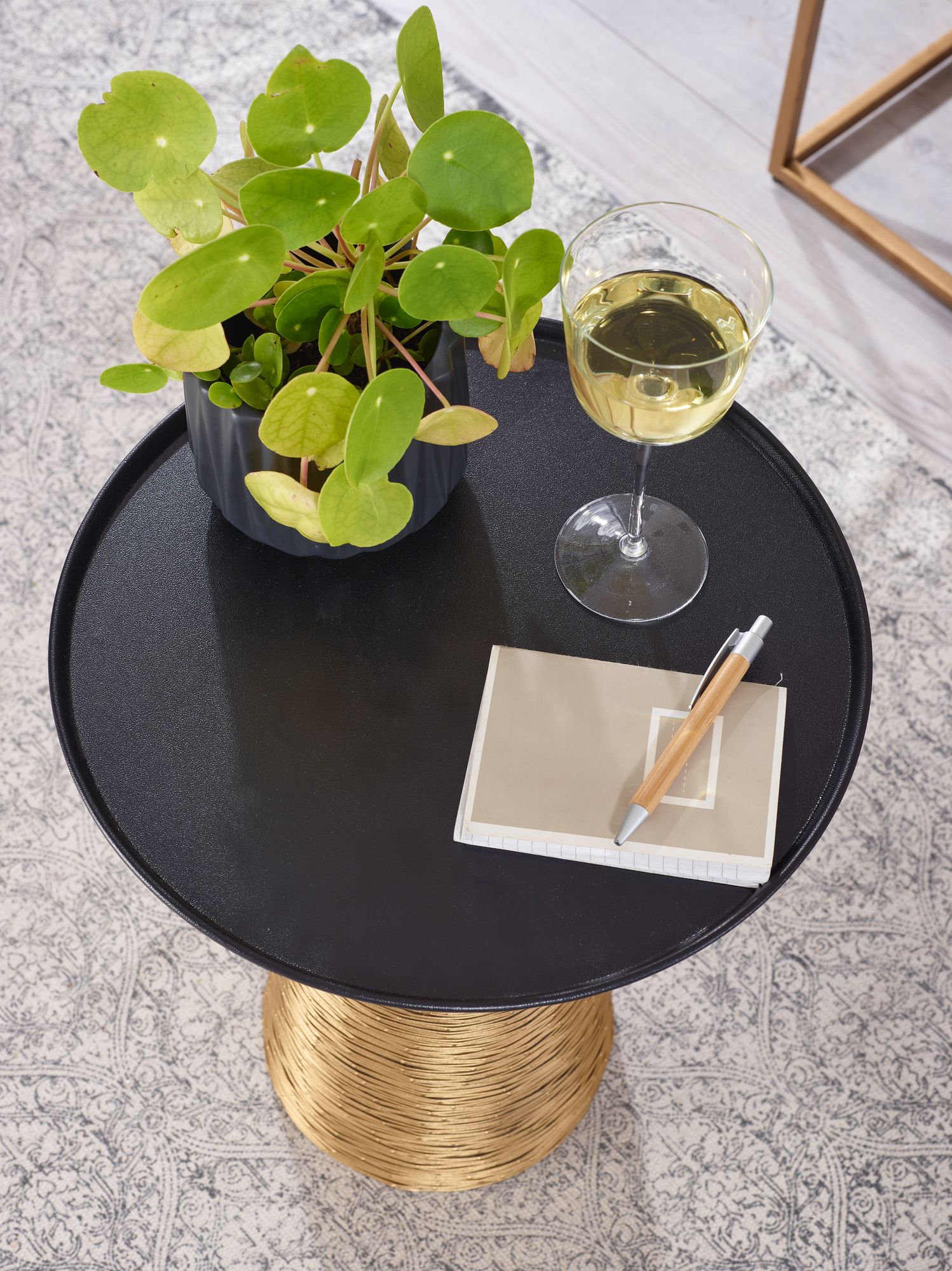 Beistelltisch FineBuy Sofatisch Metall Ø 40 cm Tisch Wohnzimmertisch Rund Gold – Ansicht 5