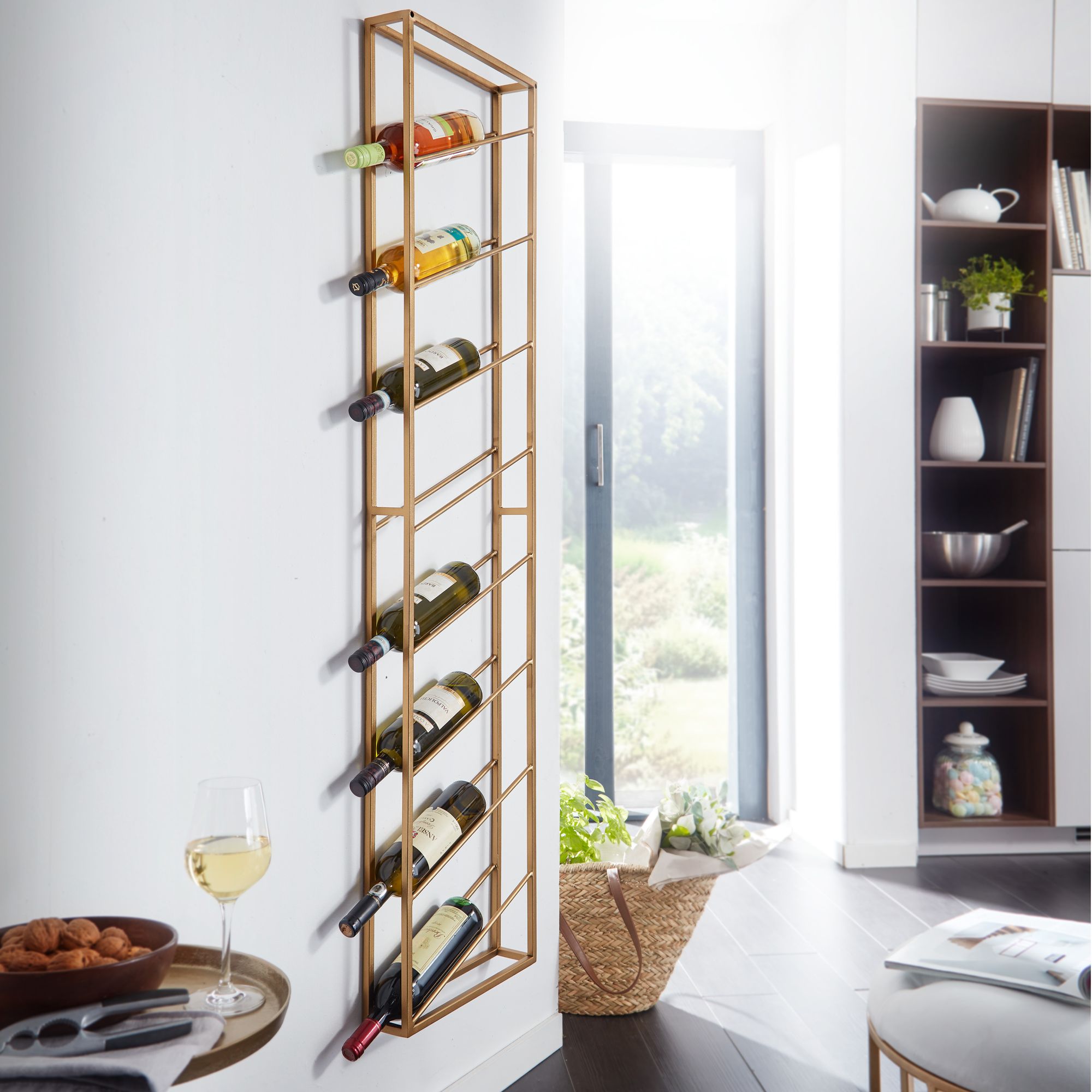 Weinregal FineBuy Flaschenregal Wand 36x150x8 cm Metall Regal Wein Groß Hängend – Ansicht 1