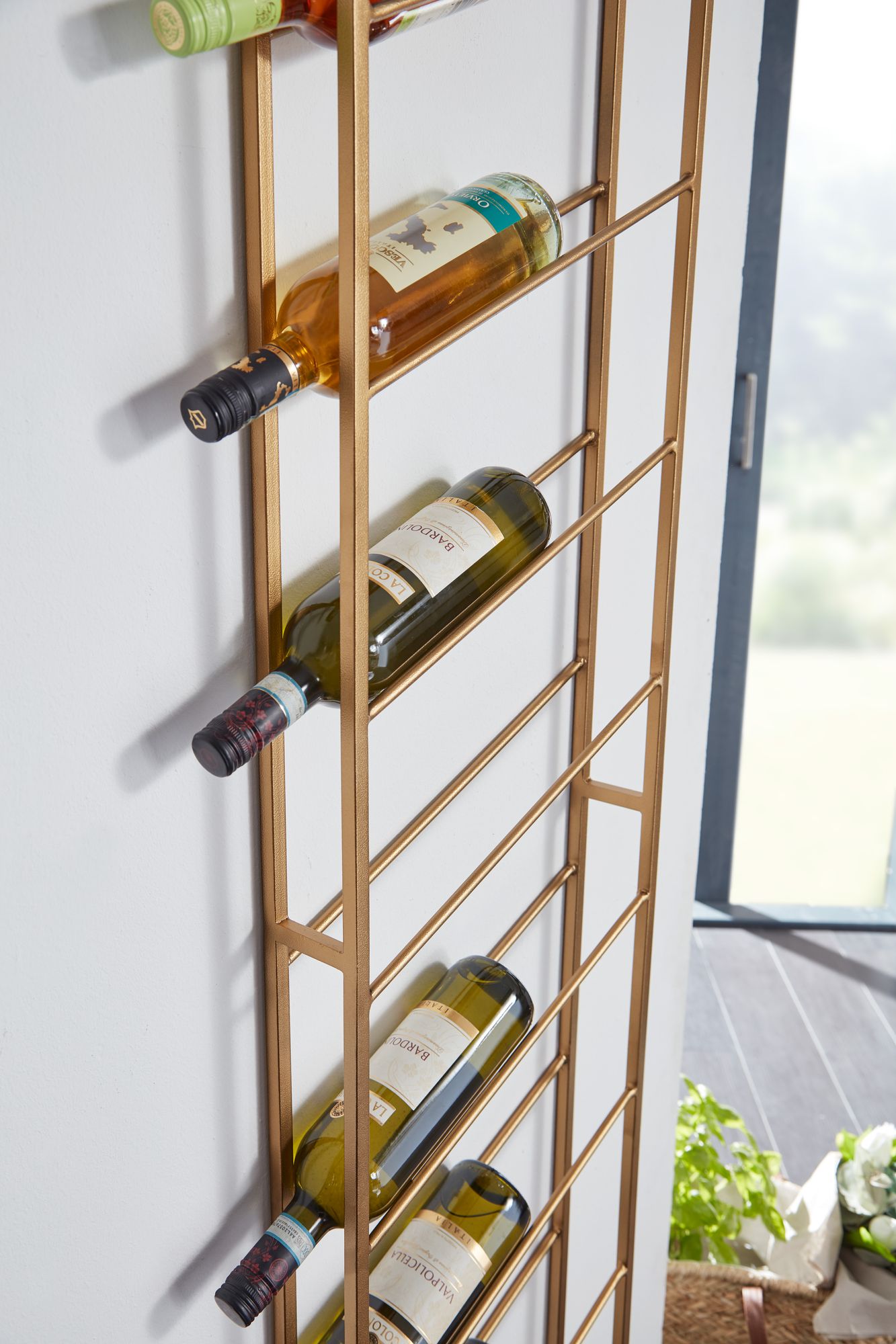 Weinregal FineBuy Flaschenregal Wand 36x150x8 cm Metall Regal Wein Groß Hängend – Ansicht 4