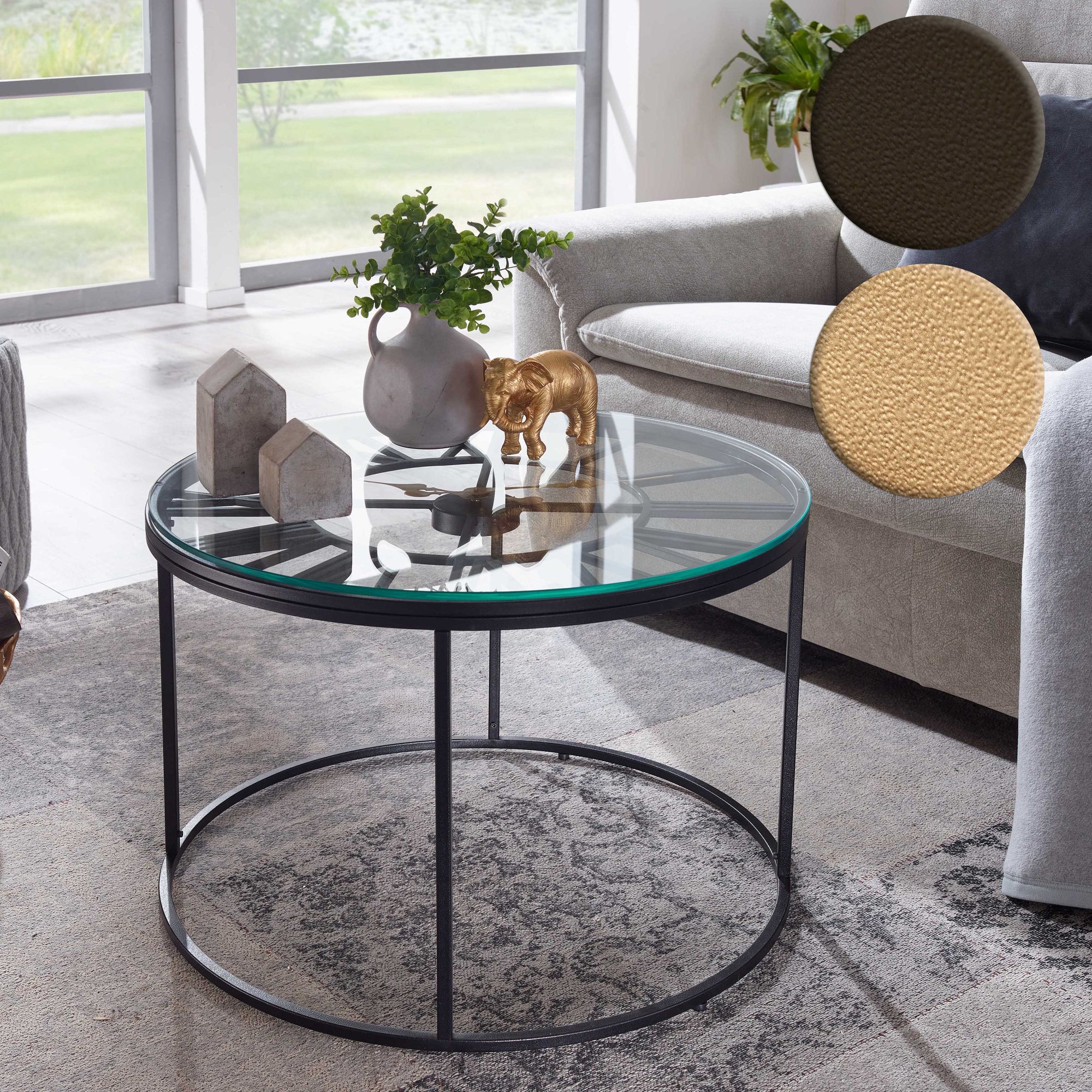 Couchtisch FineBuy Sofatisch Glas Ø 60 cm Tisch Wohnzimmertisch Rund Modern – Ansicht 1