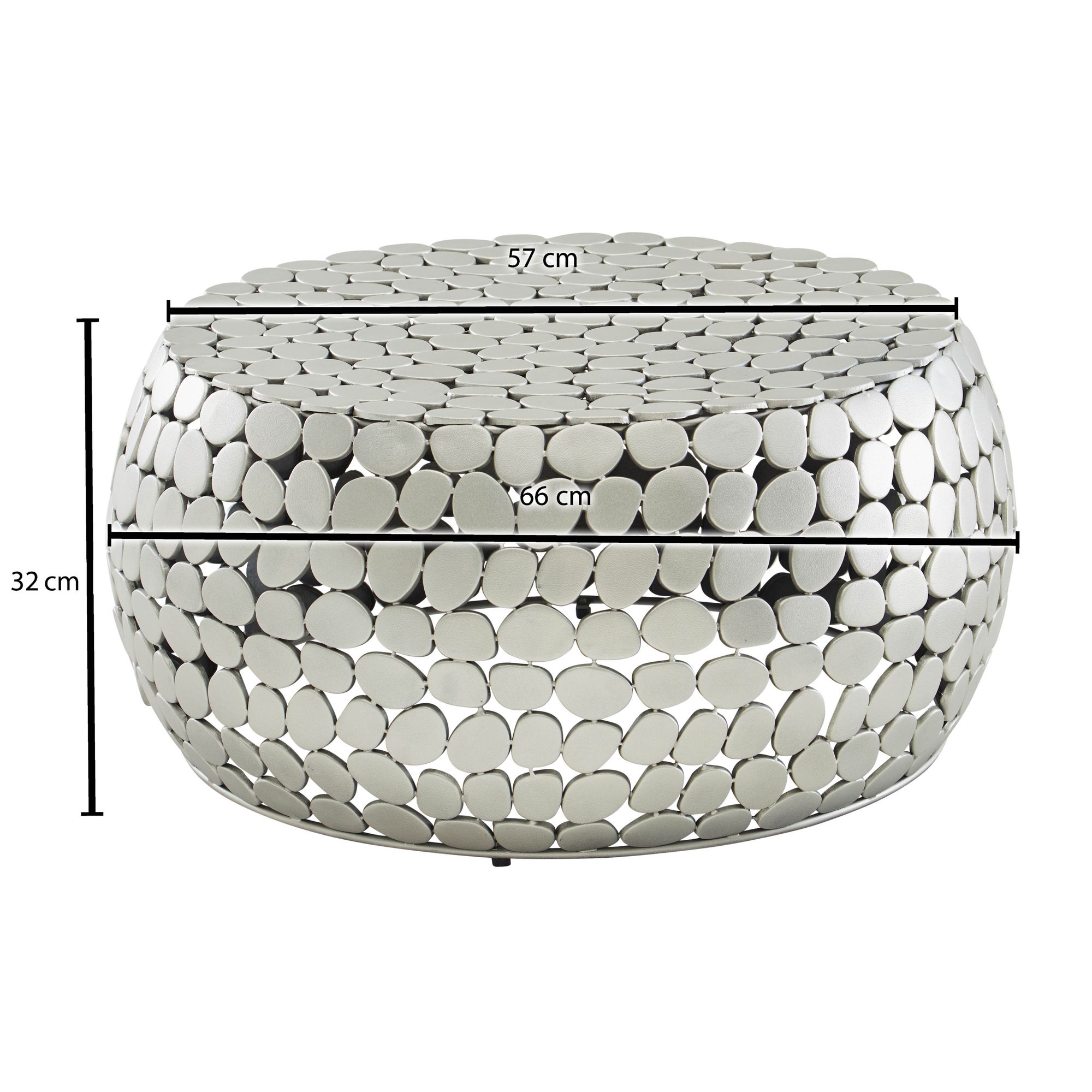 Couchtisch FineBuy Sofatisch Metall Silber Ø 66 cm Tisch Wohnzimmertisch Rund – Ansicht 3