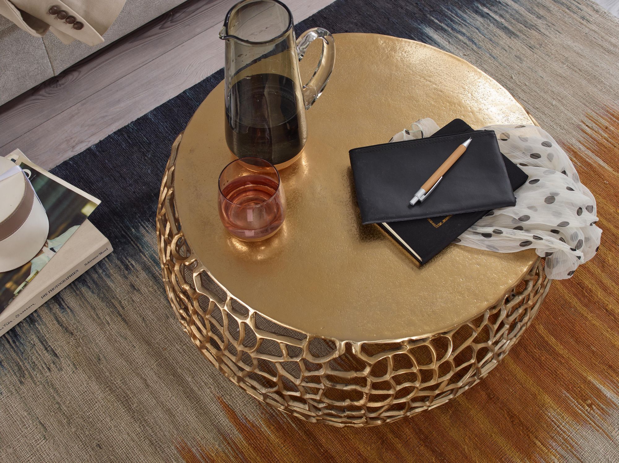 Couchtisch FineBuy Metall Sofatisch Ø 66 cm Tisch Wohnzimmertisch Rund Aluminium – Ansicht 5