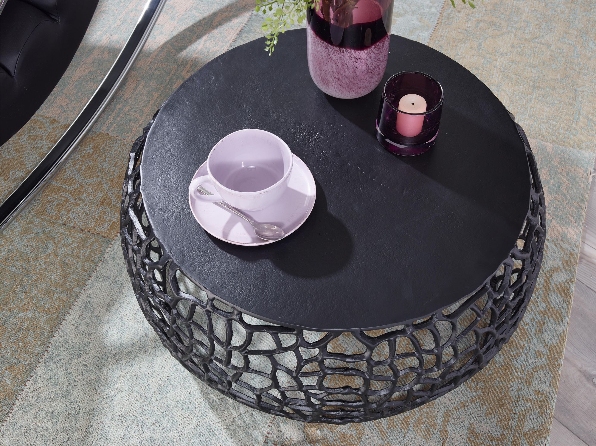 Couchtisch FineBuy Metall Sofatisch Ø 66 cm Tisch Wohnzimmertisch Rund Aluminium – Ansicht 4