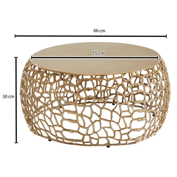 Couchtisch FineBuy Metall Sofatisch Ø 66 cm Tisch Wohnzimmertisch Rund Aluminium – Maßzeichnung