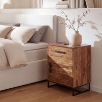 Nachttisch FineBuy Nachtkommode Boxspringbett Massivholz 45x35x65 cm Schublade – Ansicht 1