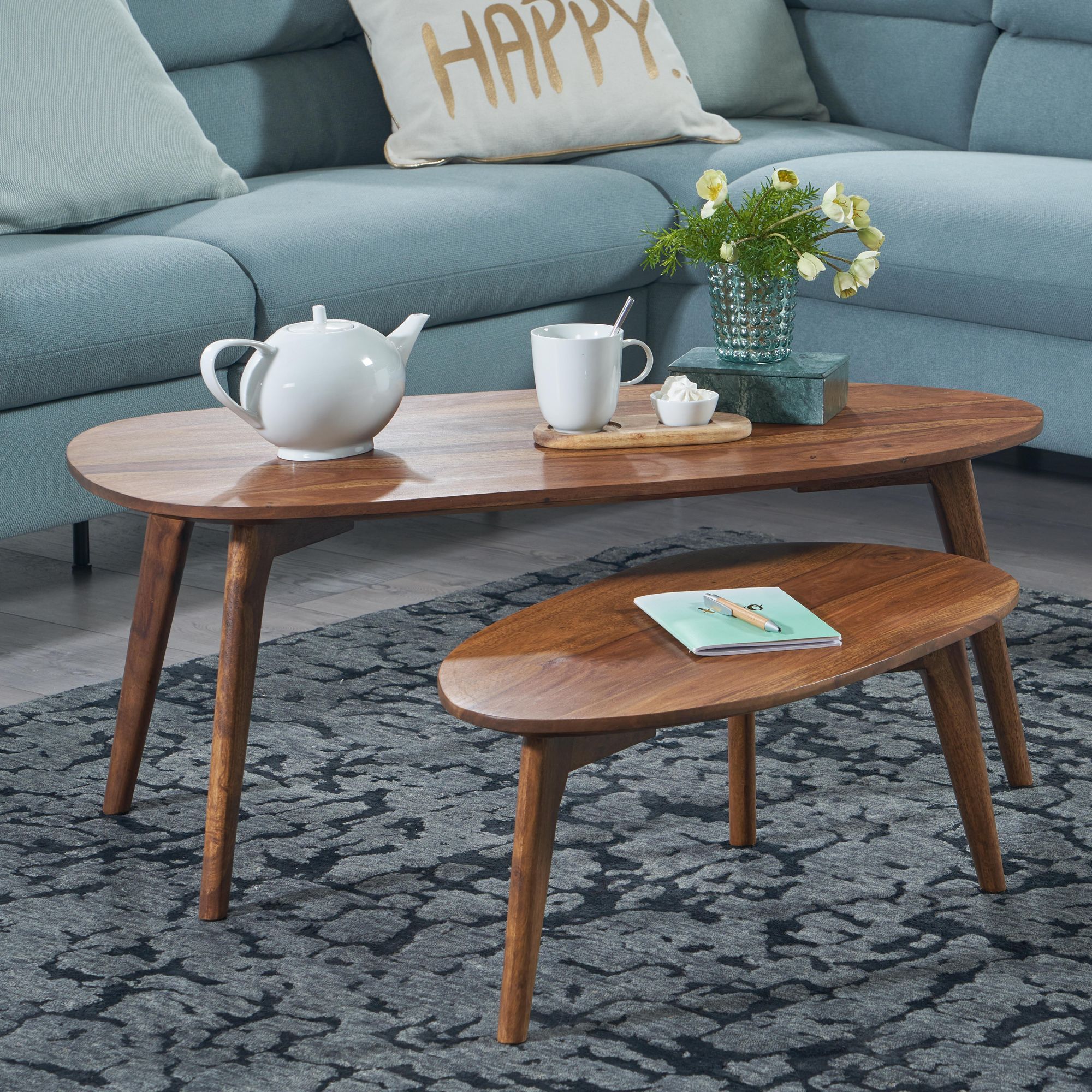 Couchtisch FineBuy Wohnzimmertisch 2er Set Nierenform Holz Beistelltisch Tisch – Ansicht 1