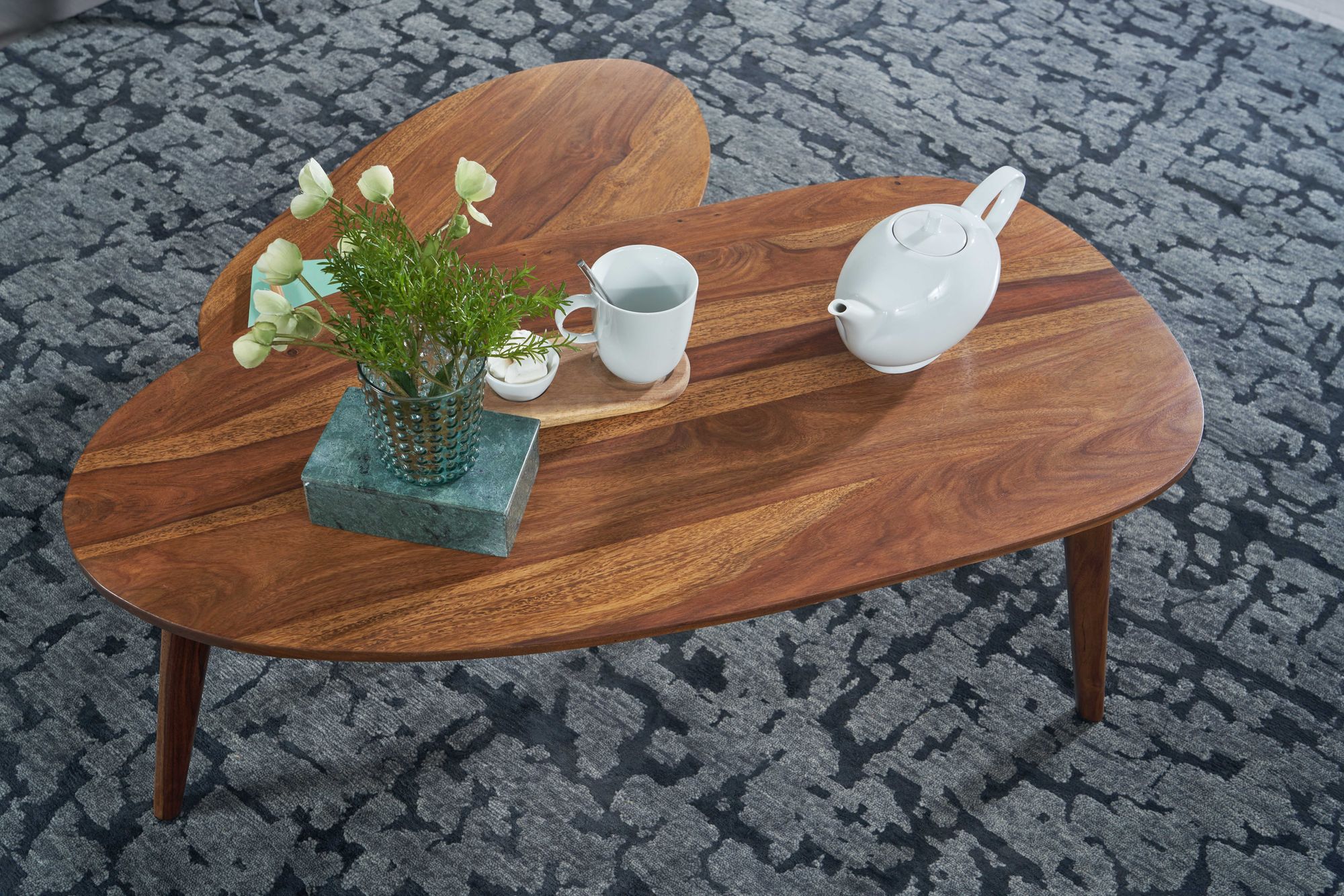 Couchtisch FineBuy Wohnzimmertisch 2er Set Nierenform Holz Beistelltisch Tisch – Ansicht 5