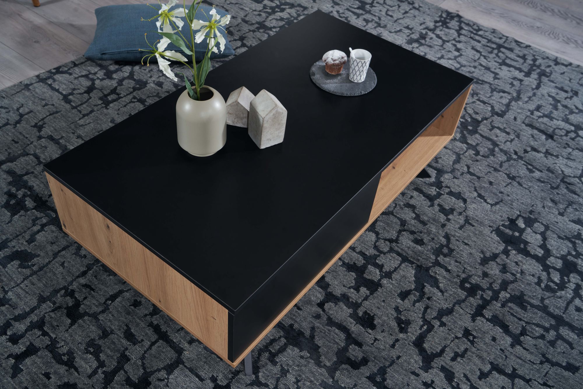 Couchtisch FineBuy Sofatisch 110x60x38 cm MDF Eiche Wohnzimmertisch Schublade – Ansicht 5