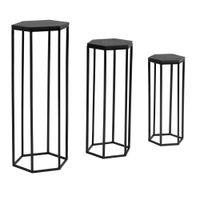 Satztisch FineBuy Massivholz Blumentisch 3er Set Säulentisch Dekosäule Eckig – Ansicht 6
