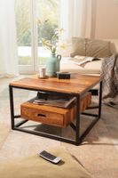 Couchtisch FineBuy Sofatisch Massivholz 60x60x40 cm Wohnzimmertisch Schublade – Ansicht 2