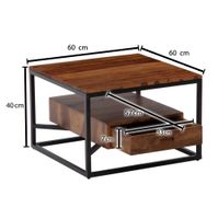 Couchtisch FineBuy Sofatisch Massivholz 60x60x40 cm Wohnzimmertisch Schublade – Ansicht 3