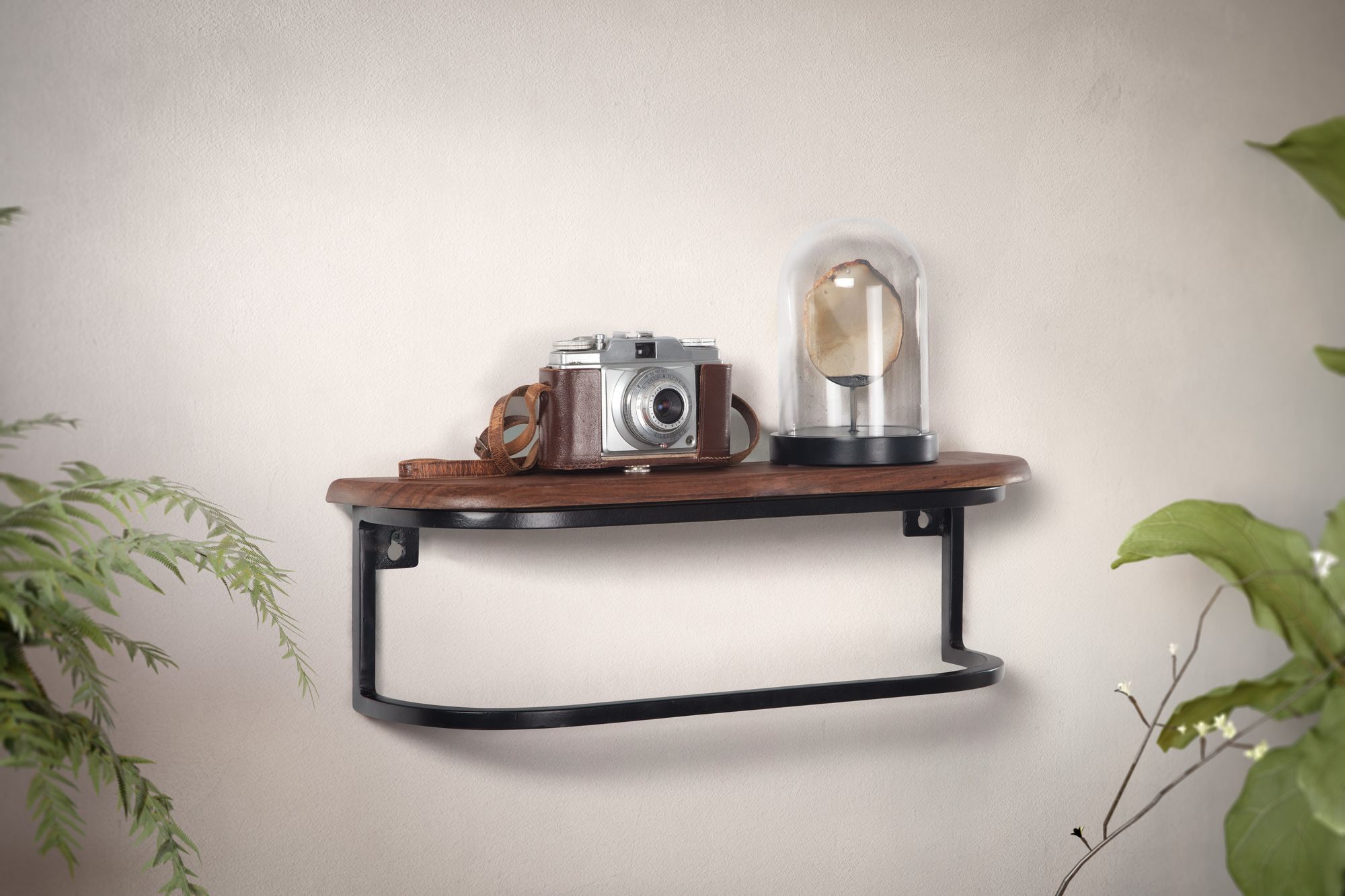 Wandregal FineBuy Hängeregal 50x15x13 cm Massivholz Metall Regal Industrial – Ansicht 2