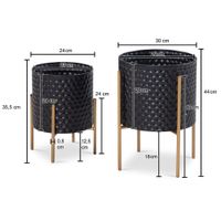 Blumentopf FineBuy Pflanzenkübel 2er Set Metall Schwarz Gold Rund Pflanzgefäß – Ansicht 3