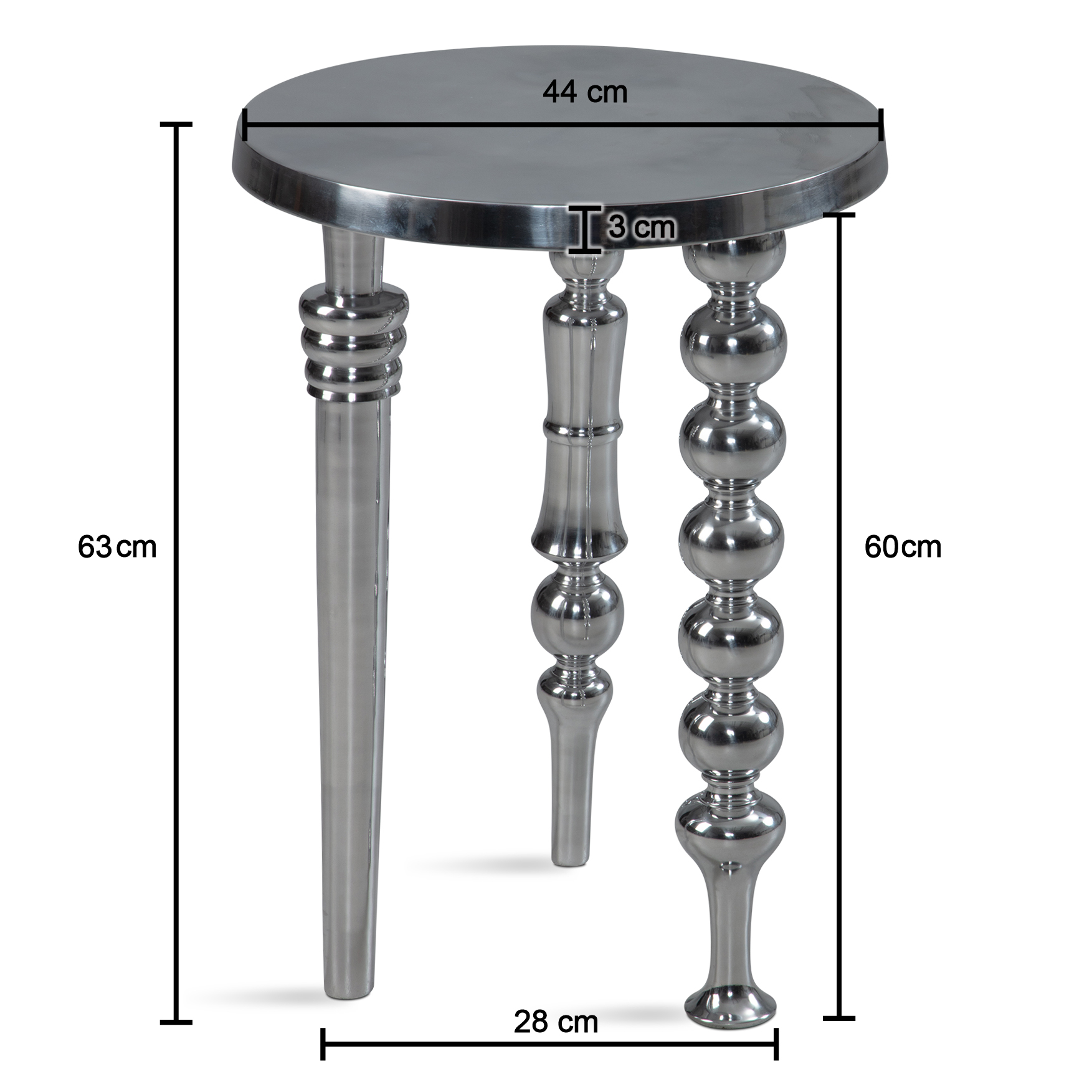 Beistelltisch FineBuy Sofatisch Metall Silber 44x44x63 cm Wohnzimmertisch Rund – Ansicht 3