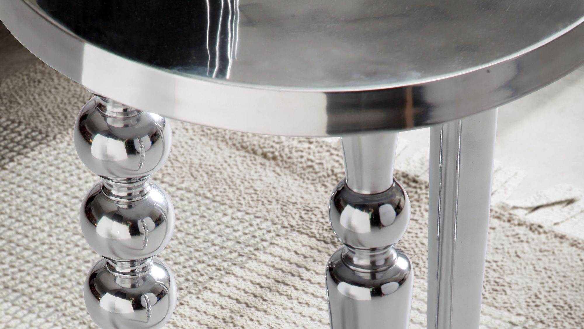 Beistelltisch FineBuy Sofatisch Metall Silber 44x44x63 cm Wohnzimmertisch Rund – Ansicht 5