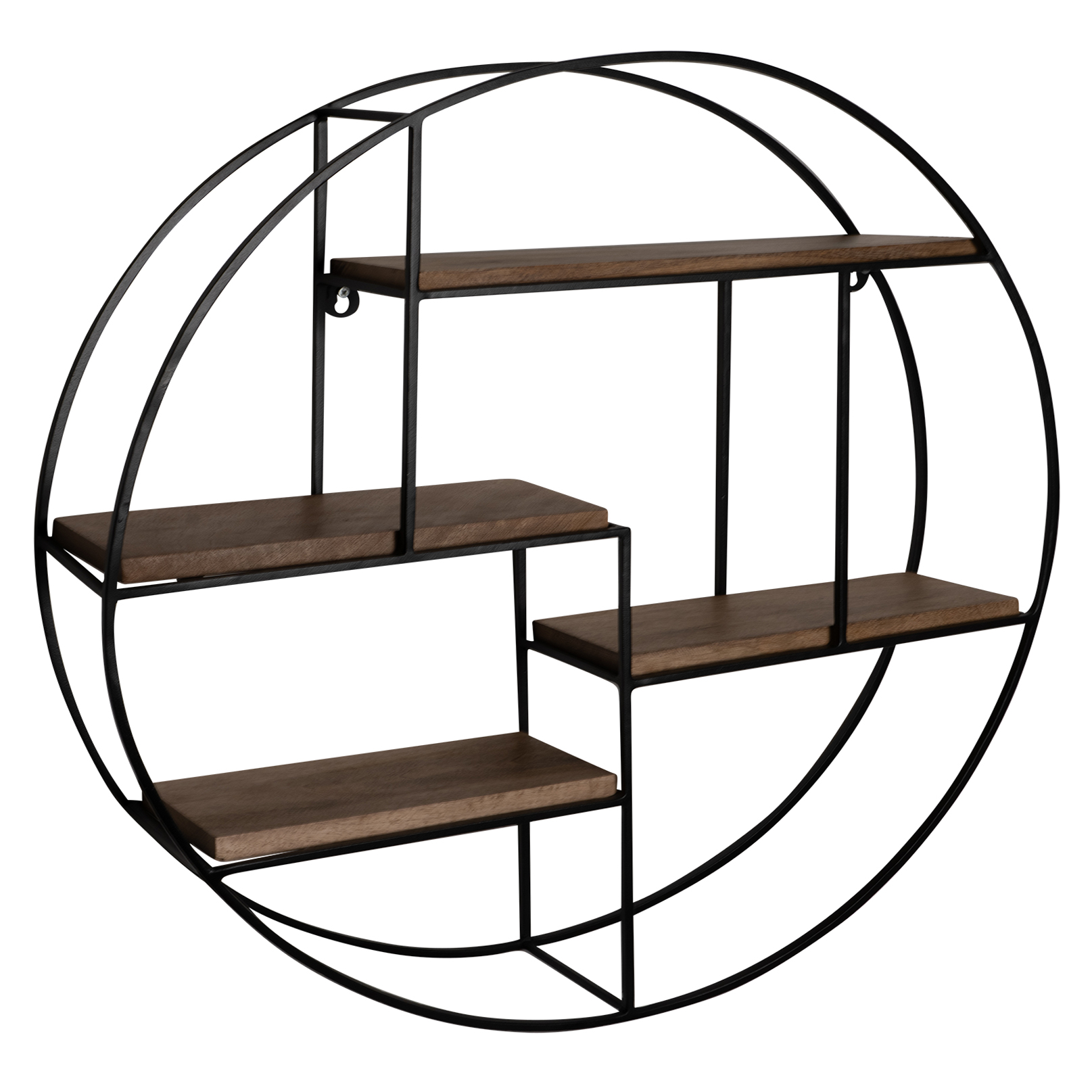 Wandregal FineBuy Hängeregal Holz Metall 70x70x18cm Hängeregal Regal Rund Massiv – Ansicht 6