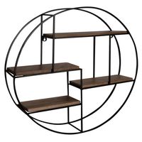 Wandregal FineBuy Hängeregal Holz Metall 70x70x18cm Hängeregal Regal Rund Massiv – Ansicht 6